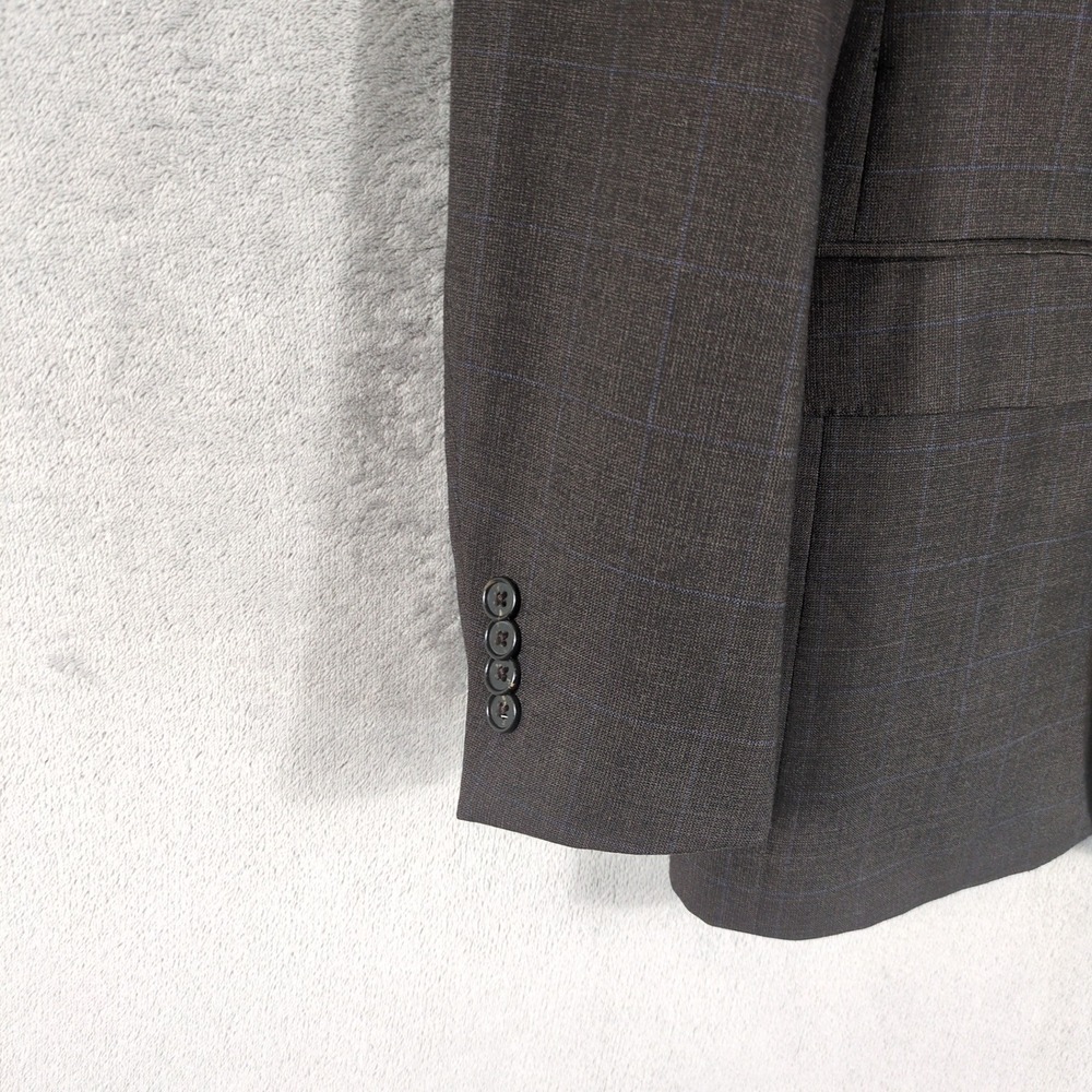 Ermenegildo Zegna Mens Brown‎ Blue Windowpane 100% Wool 3 Button Blazer 46R - Picture 10 of 16